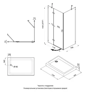 Душевой уголок Triton Брава Щ0000054194 120x80 см профиль хром стекло прозрачное